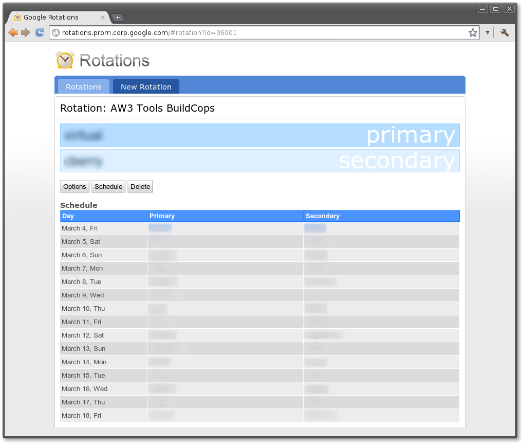 Screenshot of the Rotations product.