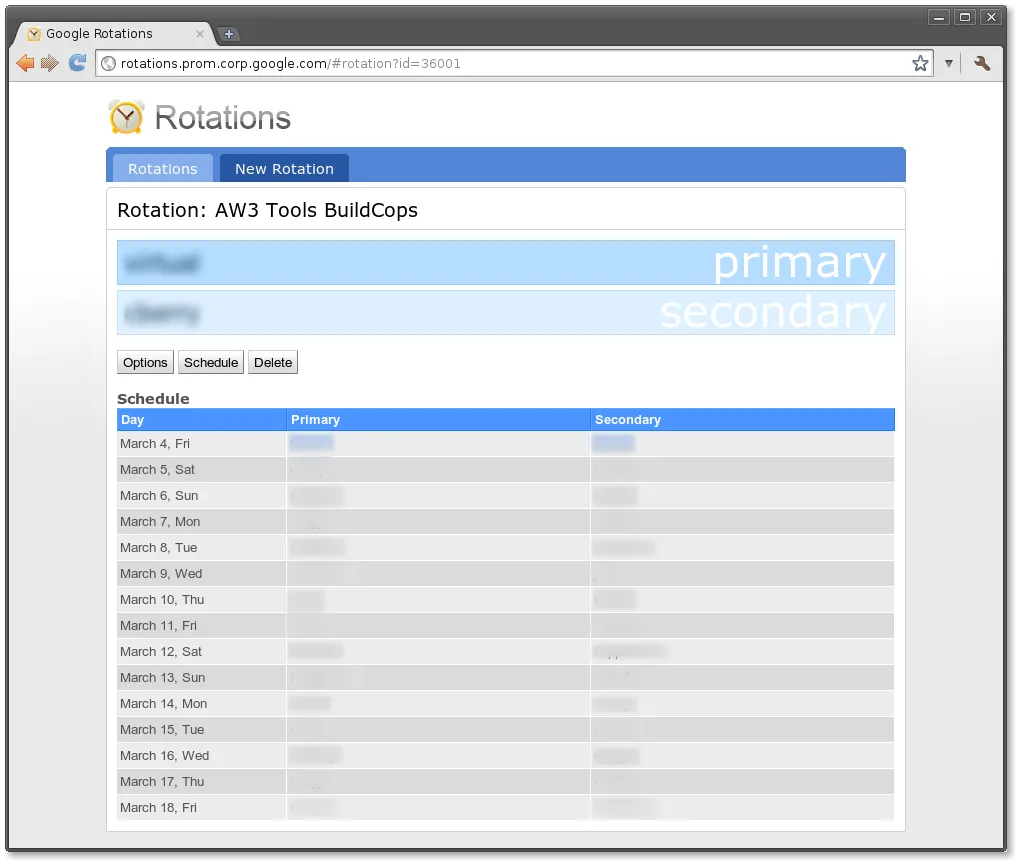 Screenshot of the Rotations product.